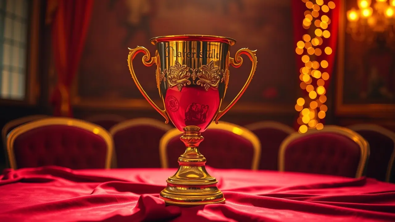 Troféu dourado brilhante simbolizando vitória.