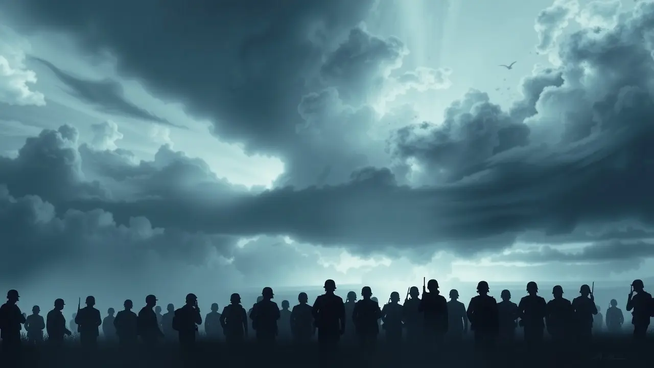 Significado de Sonhar com Tropa: Descubra as Mensagens Ocultas! Tropa militar em sonho com céu etéreo