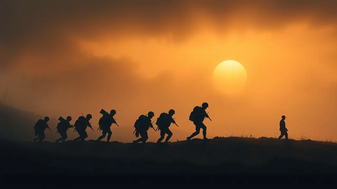 Significado de Sonhar com Tropas: Uma Análise Detalhada Tropas marchando em campo de batalha.