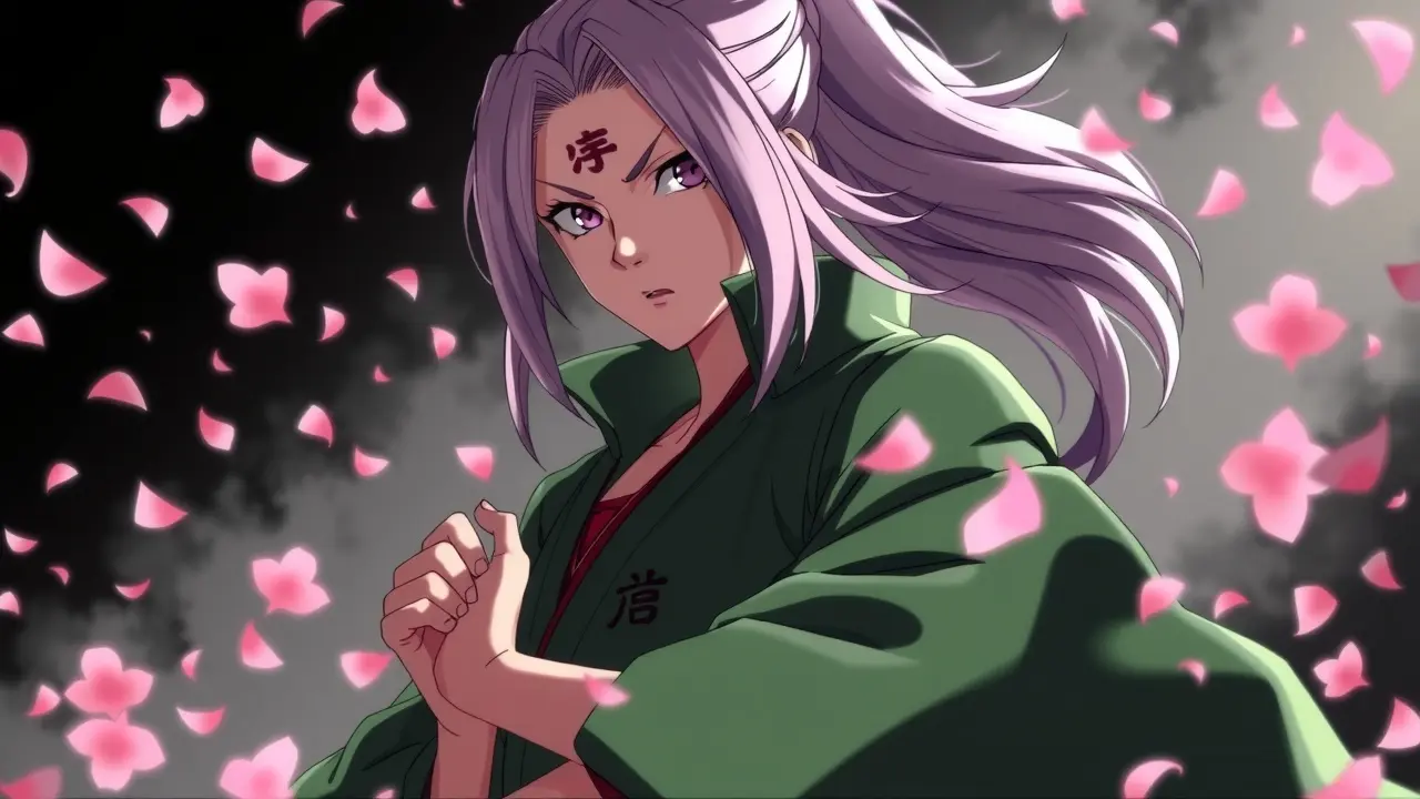Significado de Sonhar com Tsunade: Força, Cura e Liderança Tsunade de Naruto em pose determinada