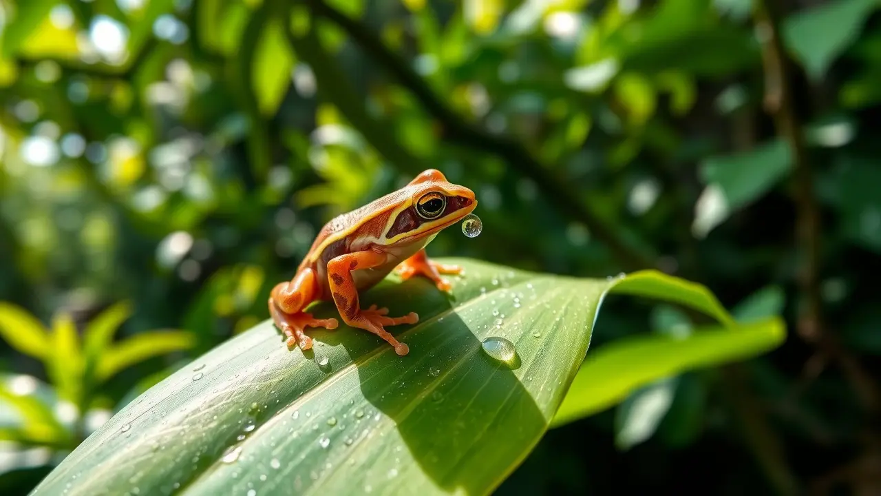 Tungará em folha verde na floresta