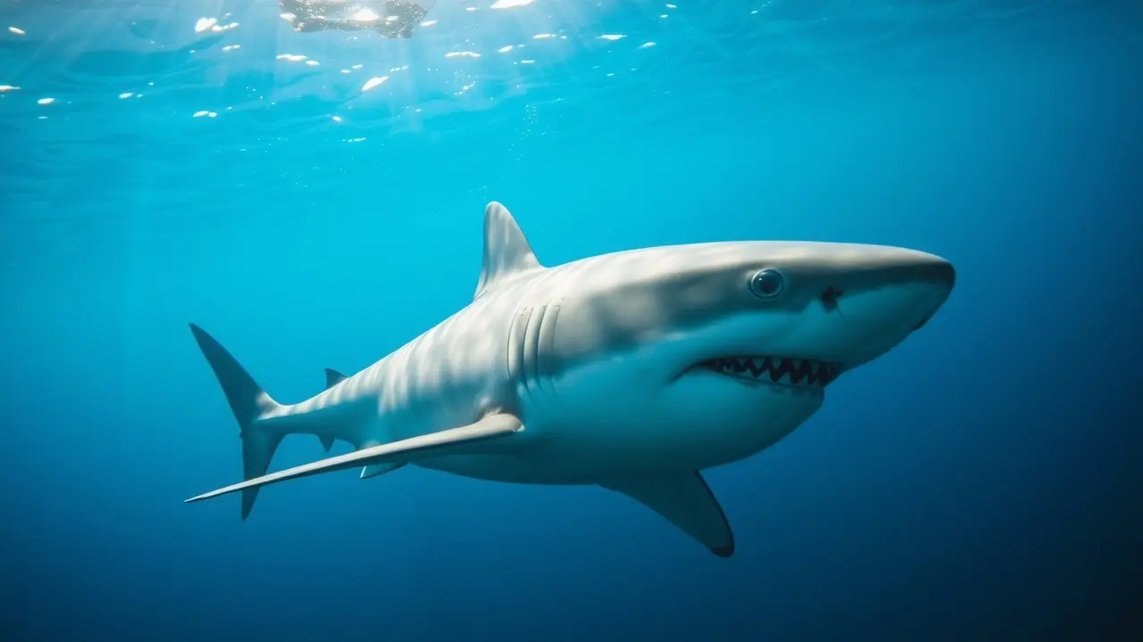 Significado de Sonhar com Tubarão: Desvende os Mistérios! Tubarão branco nadando em águas profundas