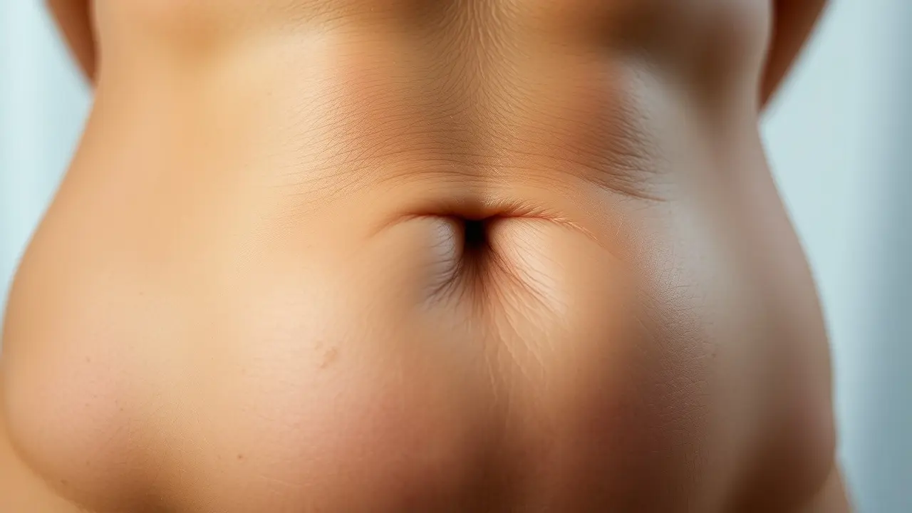 Umbigo humano detalhado.