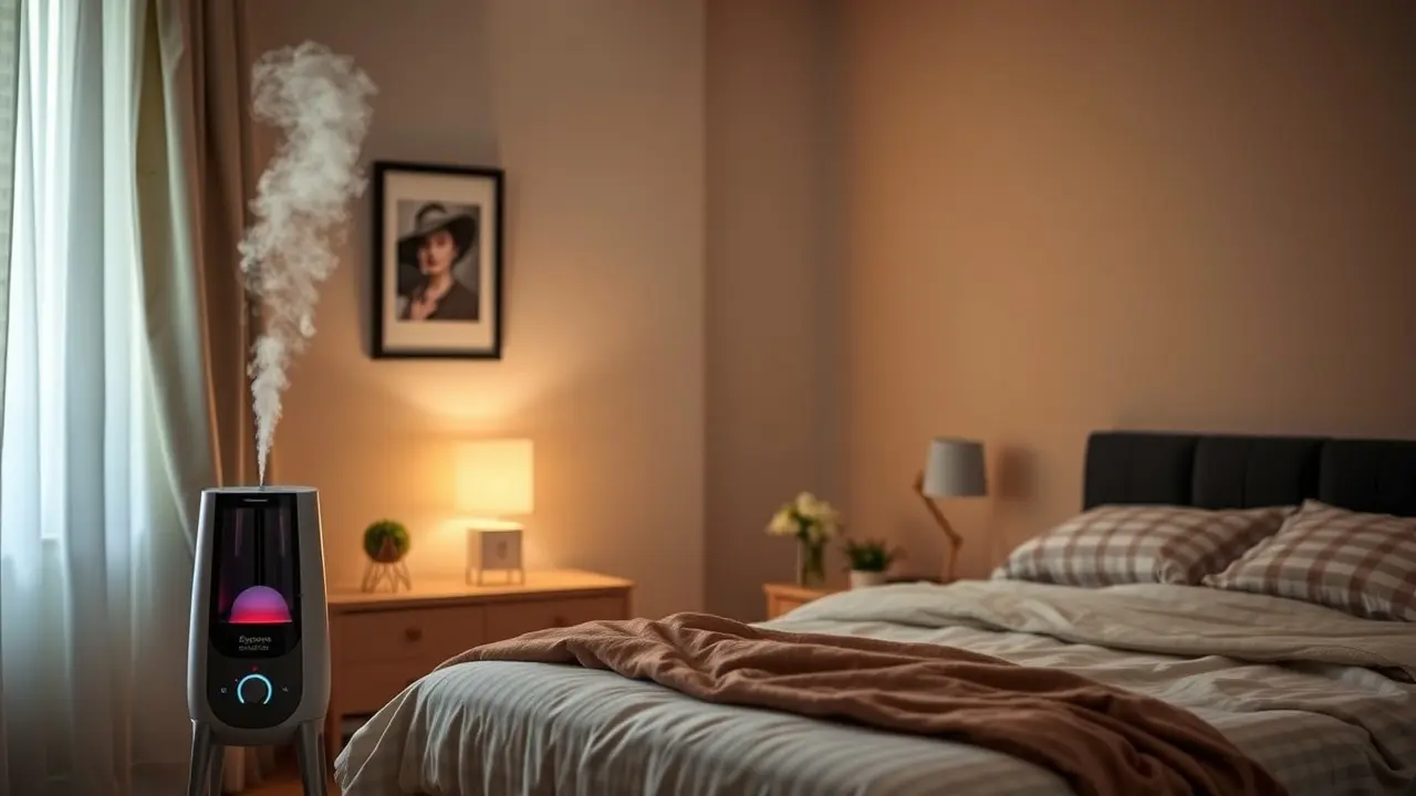 Significado de Sonhar com Umidificação: Descubra as Mensagens Ocultas Quarto com umidificador criando ambiente acolhedor.