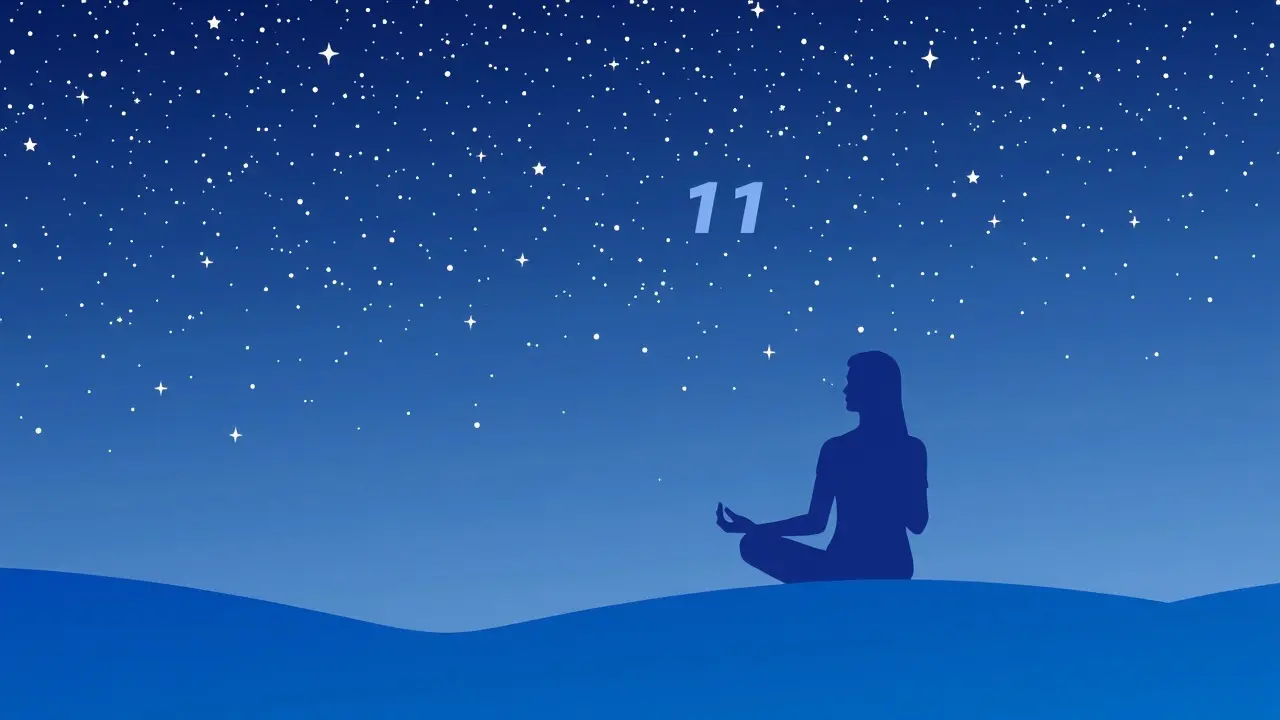 Meditação sob o céu estrelado representando sonhos com undecil.