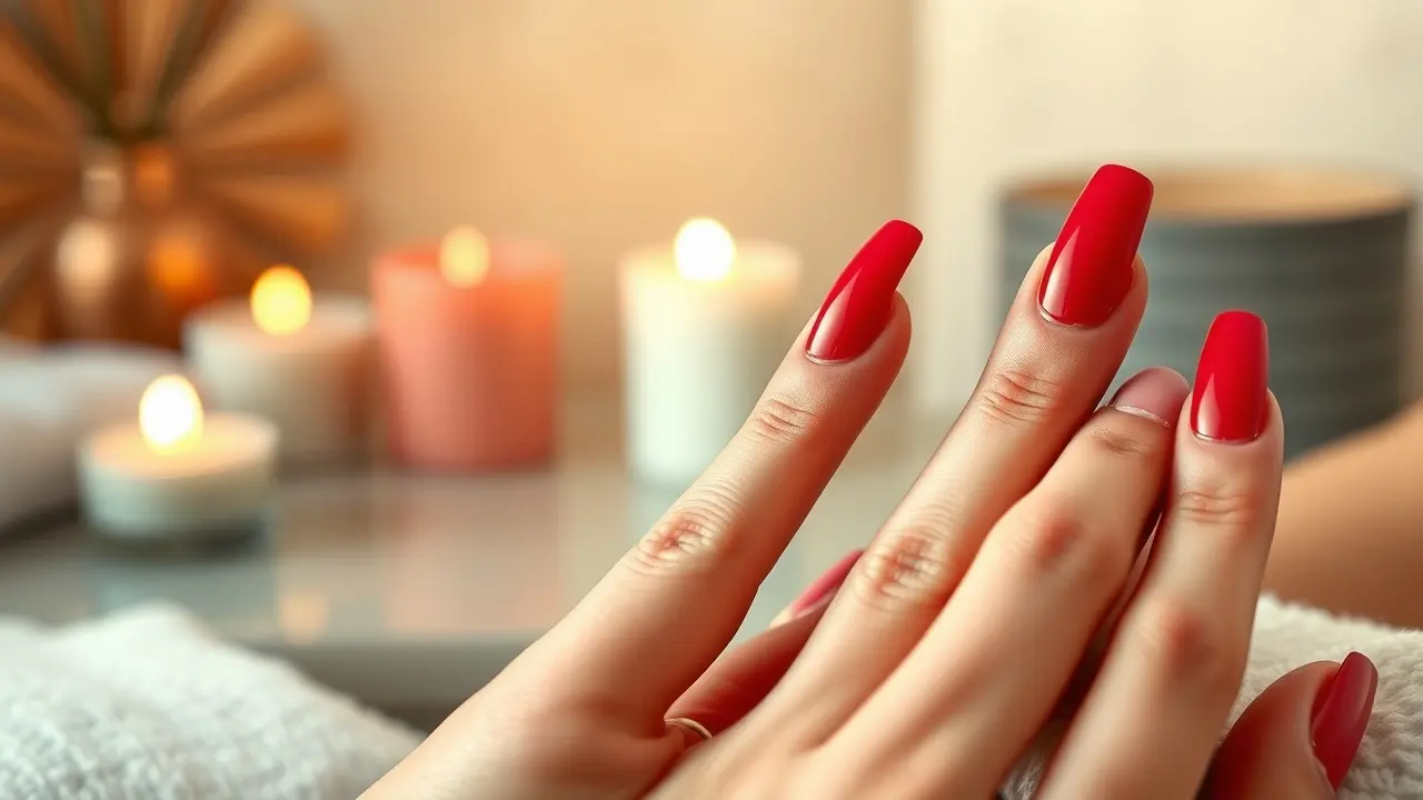 Mãos com unhas vermelhas bem cuidadas