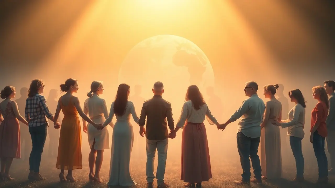 Sonhar com Unidade: Desvende os Significados e Simbolismos! Pessoas de mãos dadas em círculo representando unidade