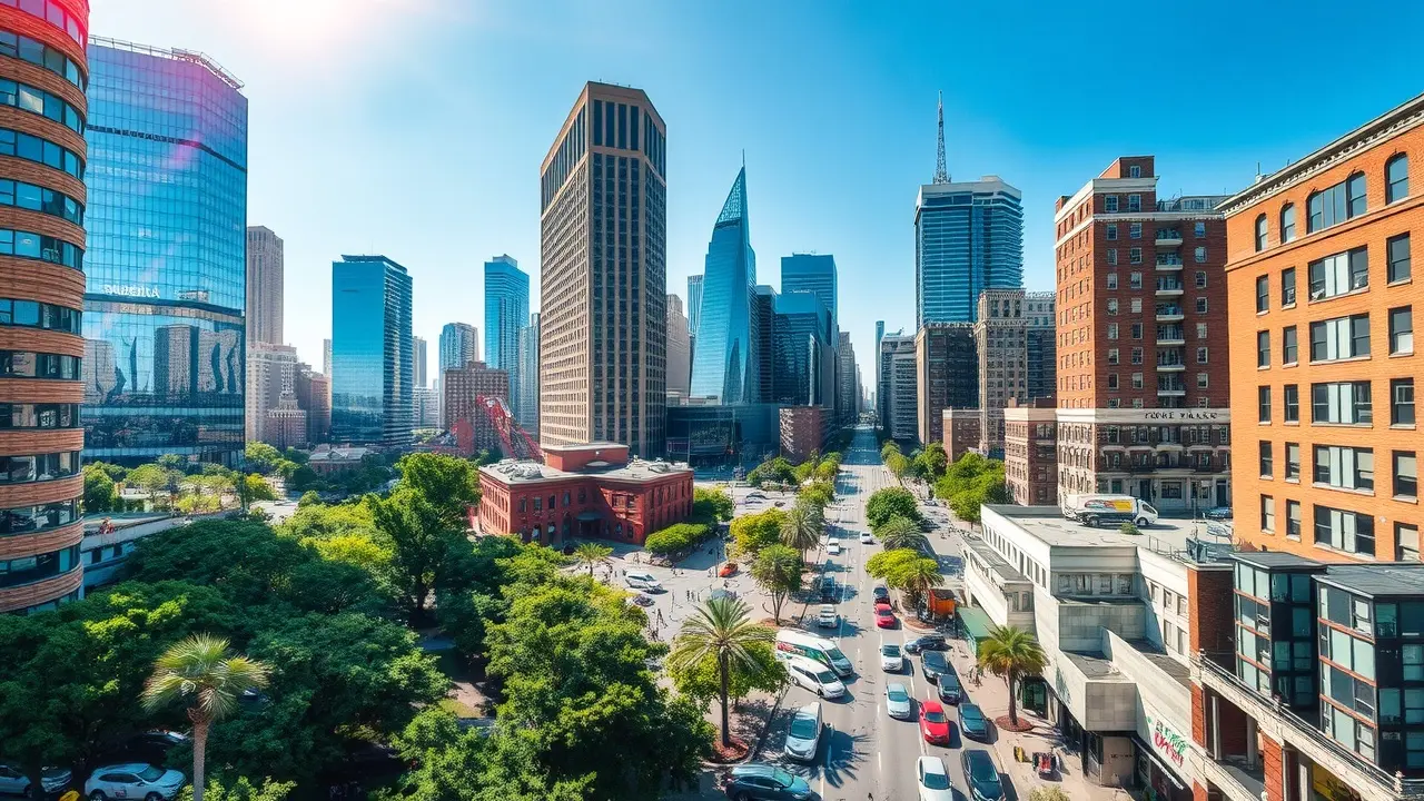 Sonhar com Urbanização: Descubra os Significados e Interpretações Cidade moderna e movimentada com prédios e pessoas