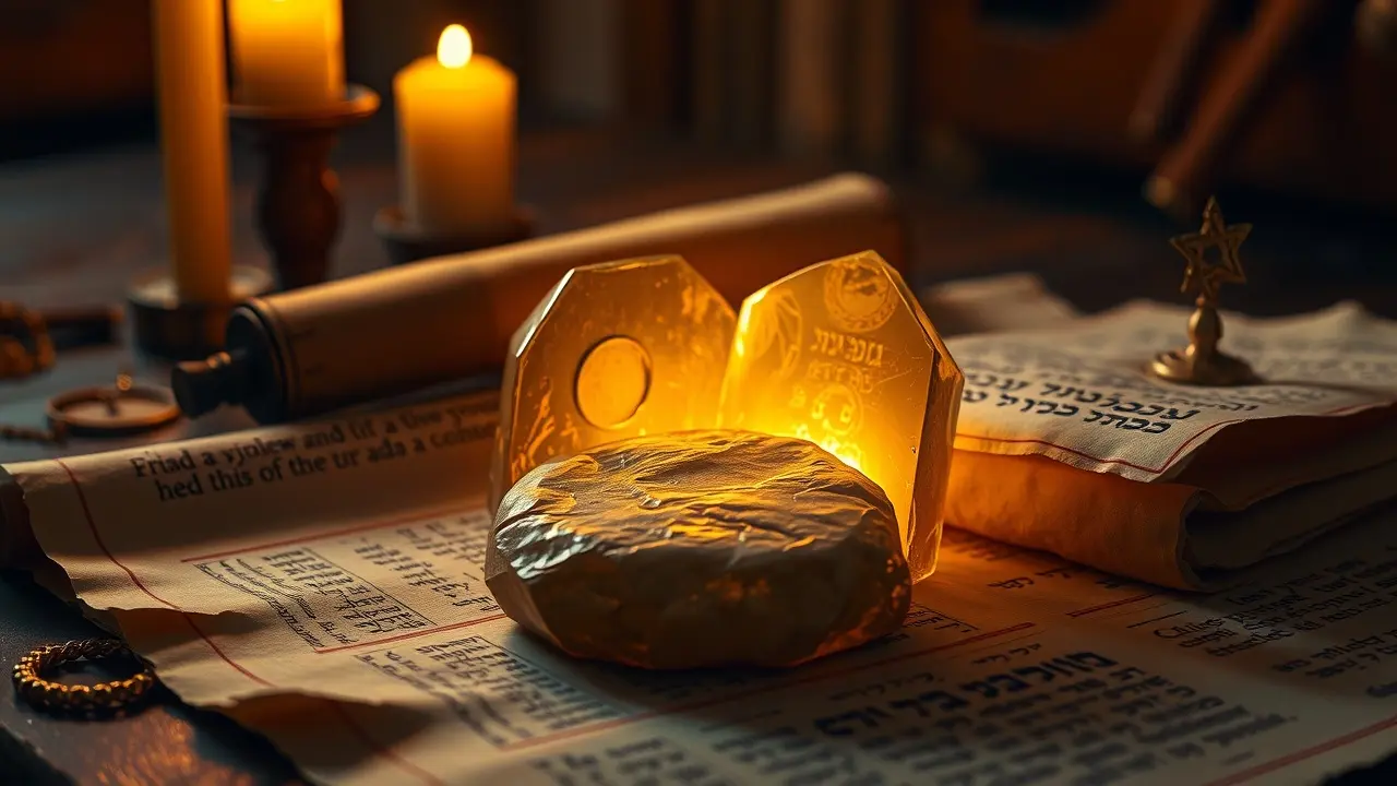 Urim e Tumim brilhantes sobre pergaminhos antigos