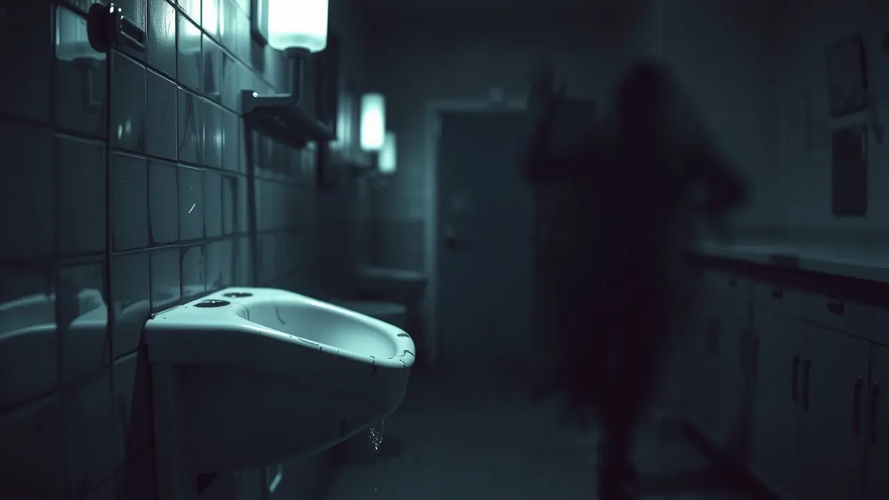 Urinol sujo e rachado simbolizando emoções reprimidas.