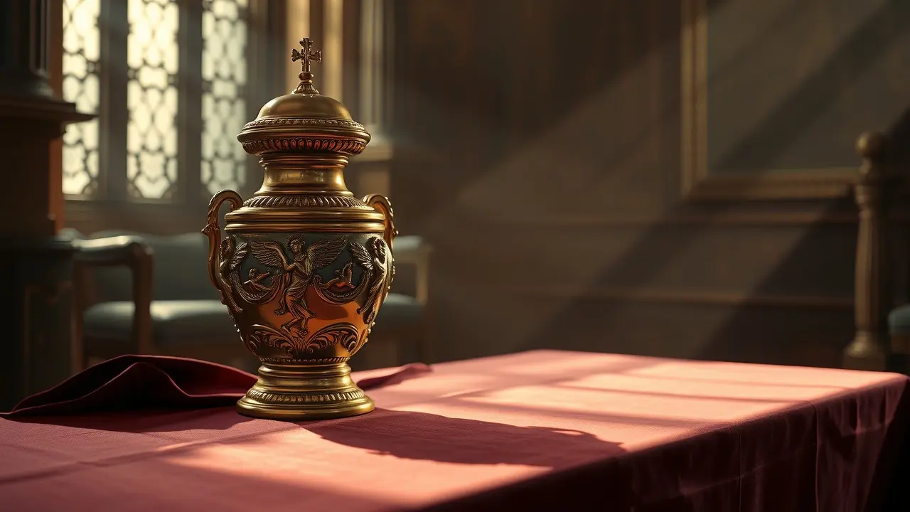 Sonhar com Urna Sagrada: Desvende os Significados e Simbolismos Urna sagrada dourada com detalhes intrincados