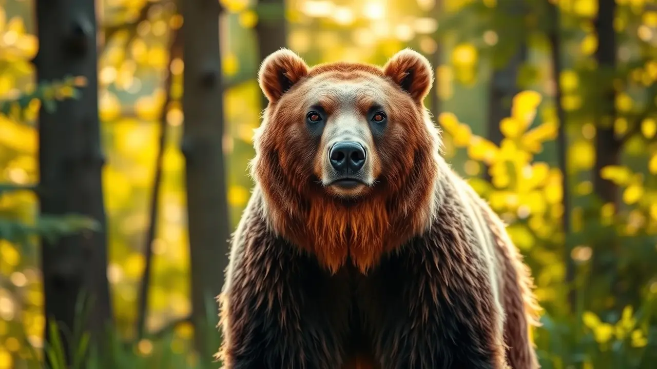 Urso imponente na floresta