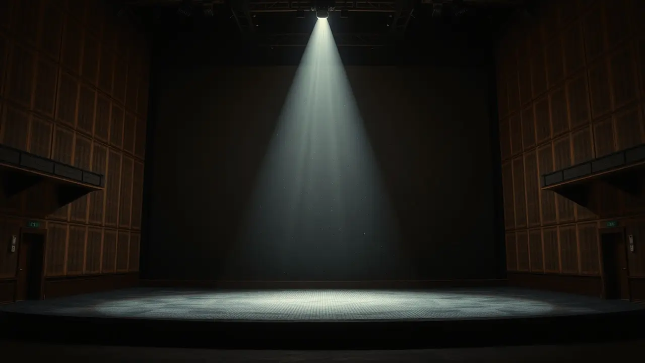 Palco de teatro vazio, simbolizando vacância
