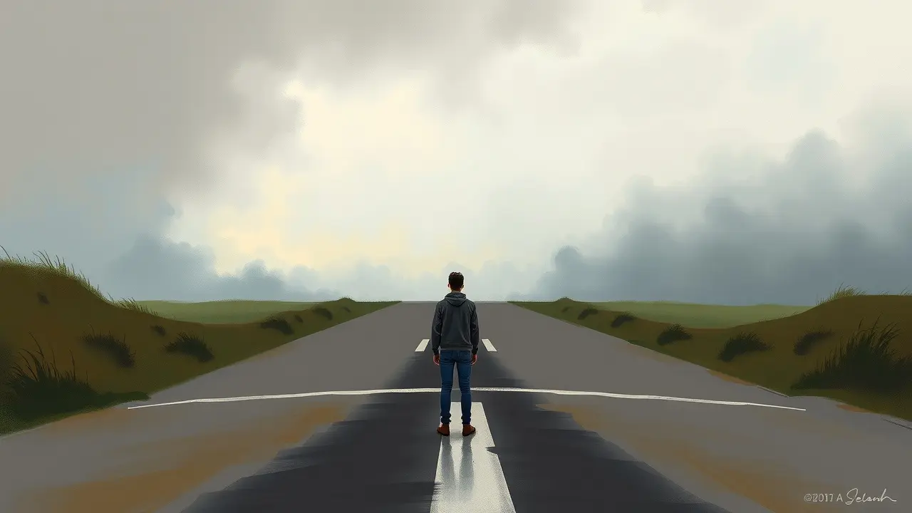 Sonhar com Vacilação: Descubra o Significado e as Lições! Pessoa indecisa em uma encruzilhada