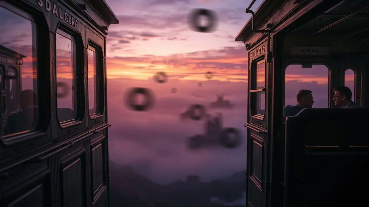 Sonho com vagão de trem vintage iluminado