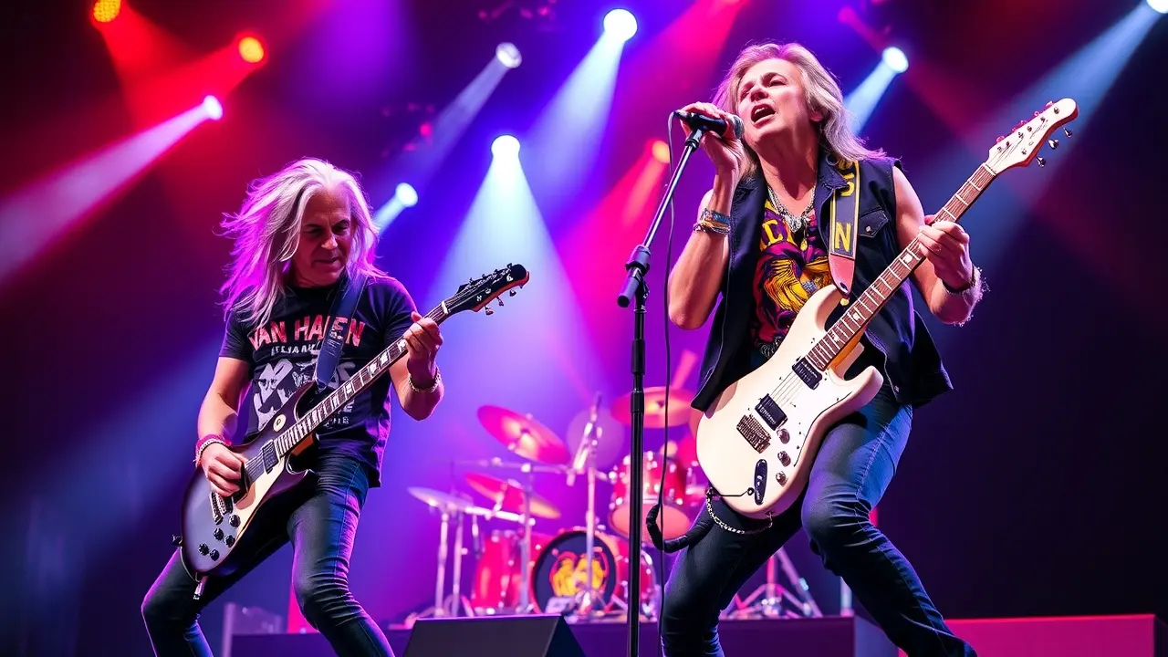 Van Halen se apresentando ao vivo.