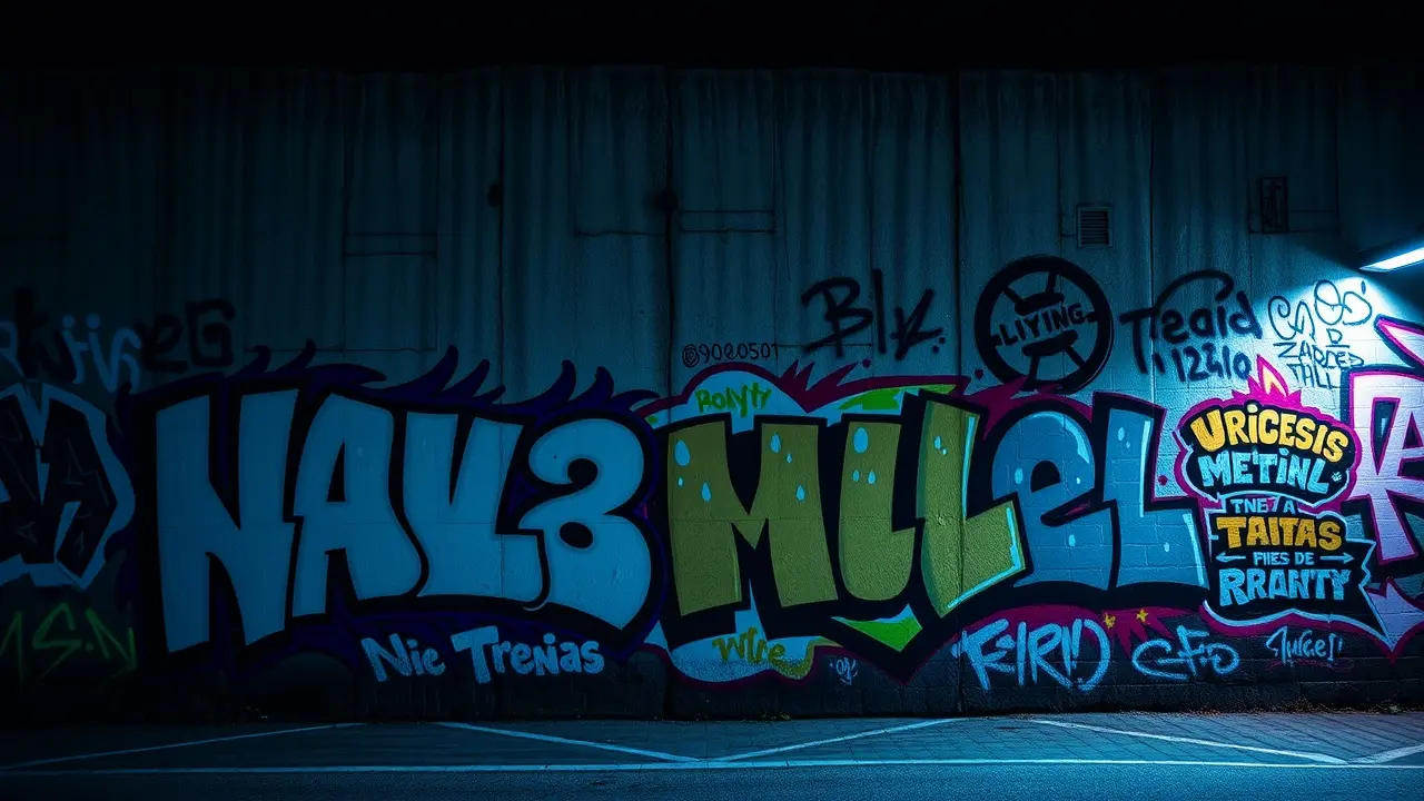 Sonhar com Vandalismo: Descubra o Significado Oculto Grafites coloridos em muro à noite