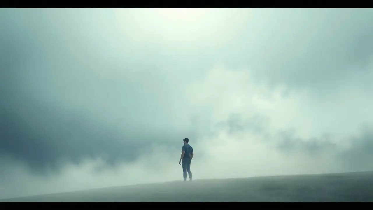 Homem na névoa, interpretando sonho com vapor.