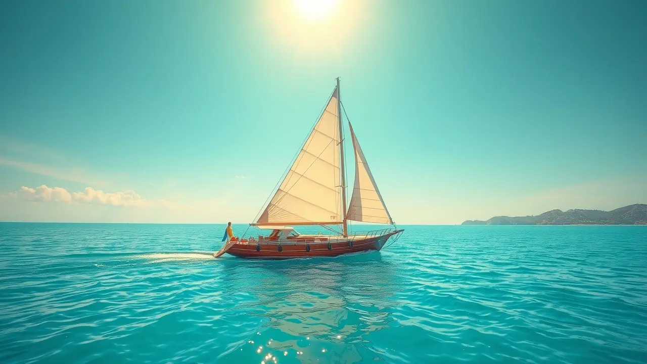 Um veleiro navegando em um mar calmo