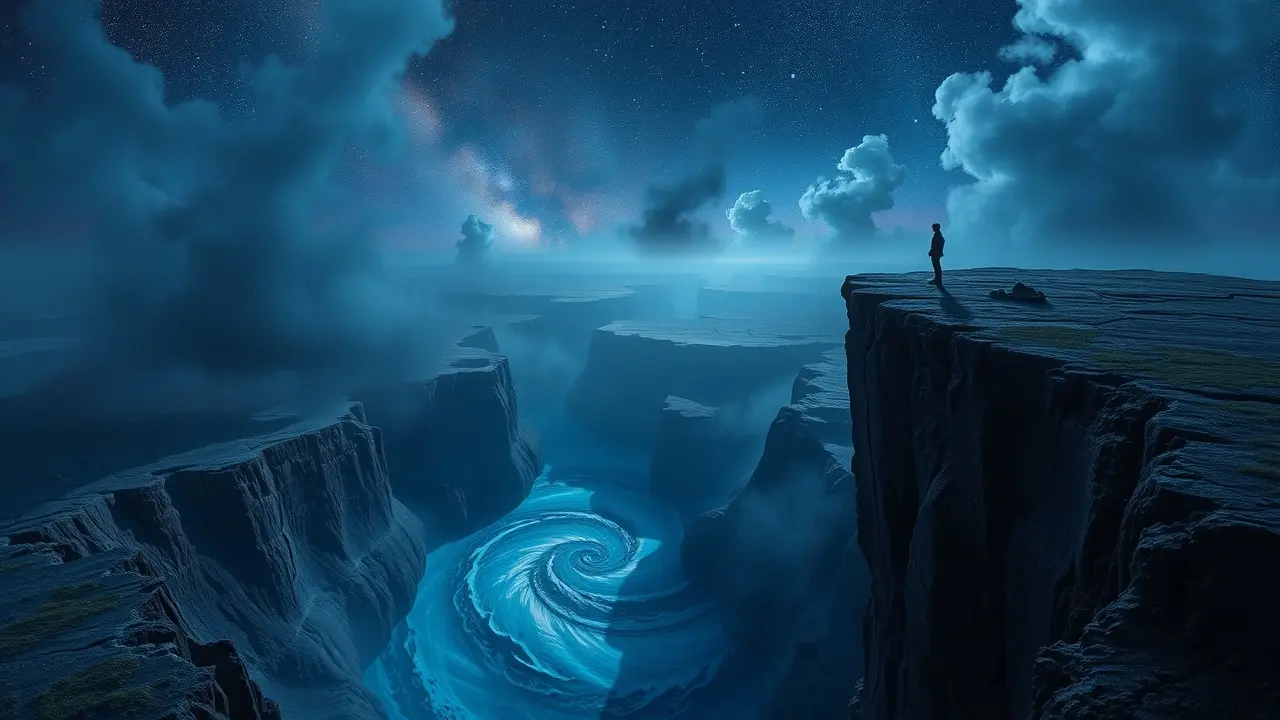 Pessoa à beira de um penhasco com vertigem em sonho