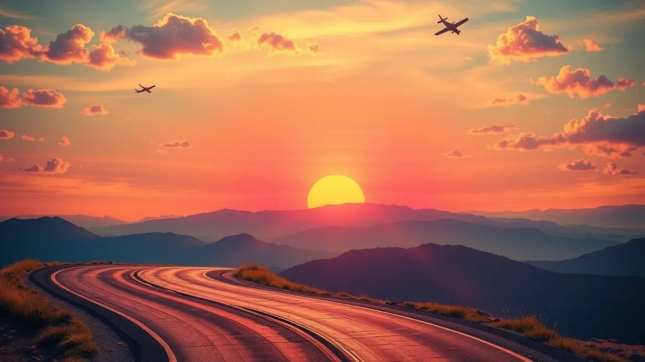 Estrada para o horizonte em sonho com viagem.