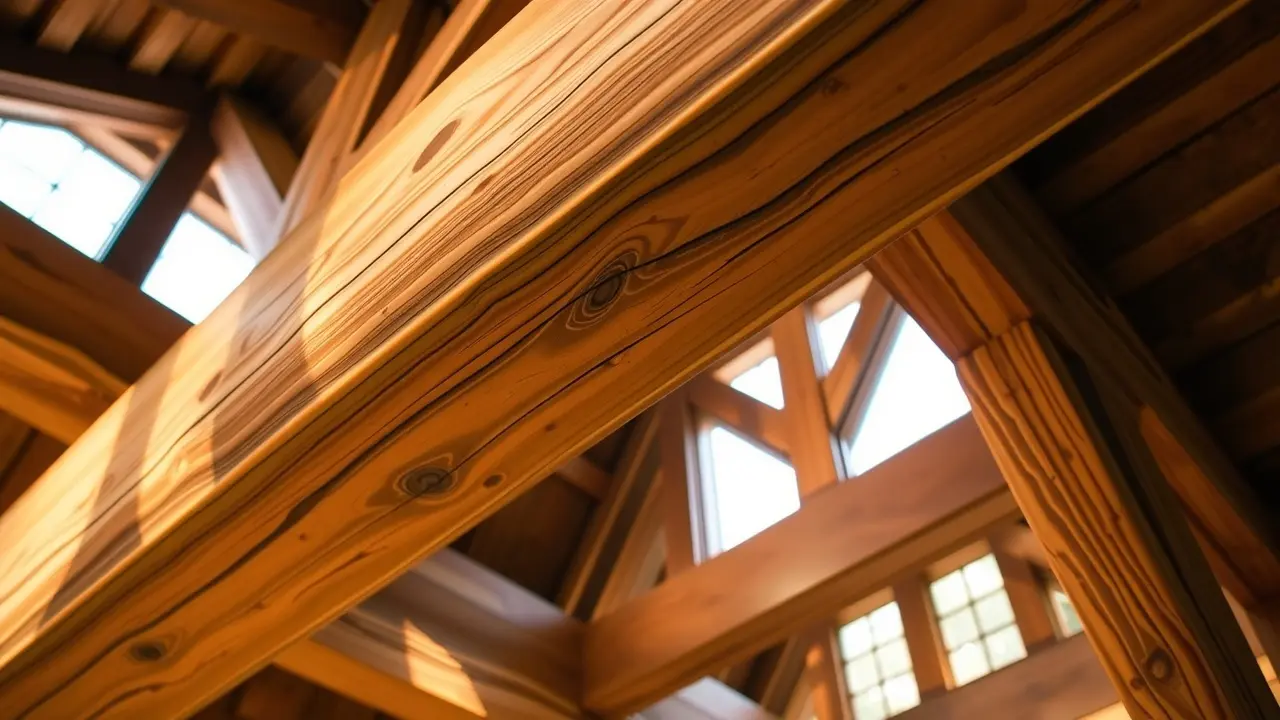 Significado de Sonhar com Viga: Interpretações e Simbolismos Viga de madeira robusta sustentando estrutura complexa