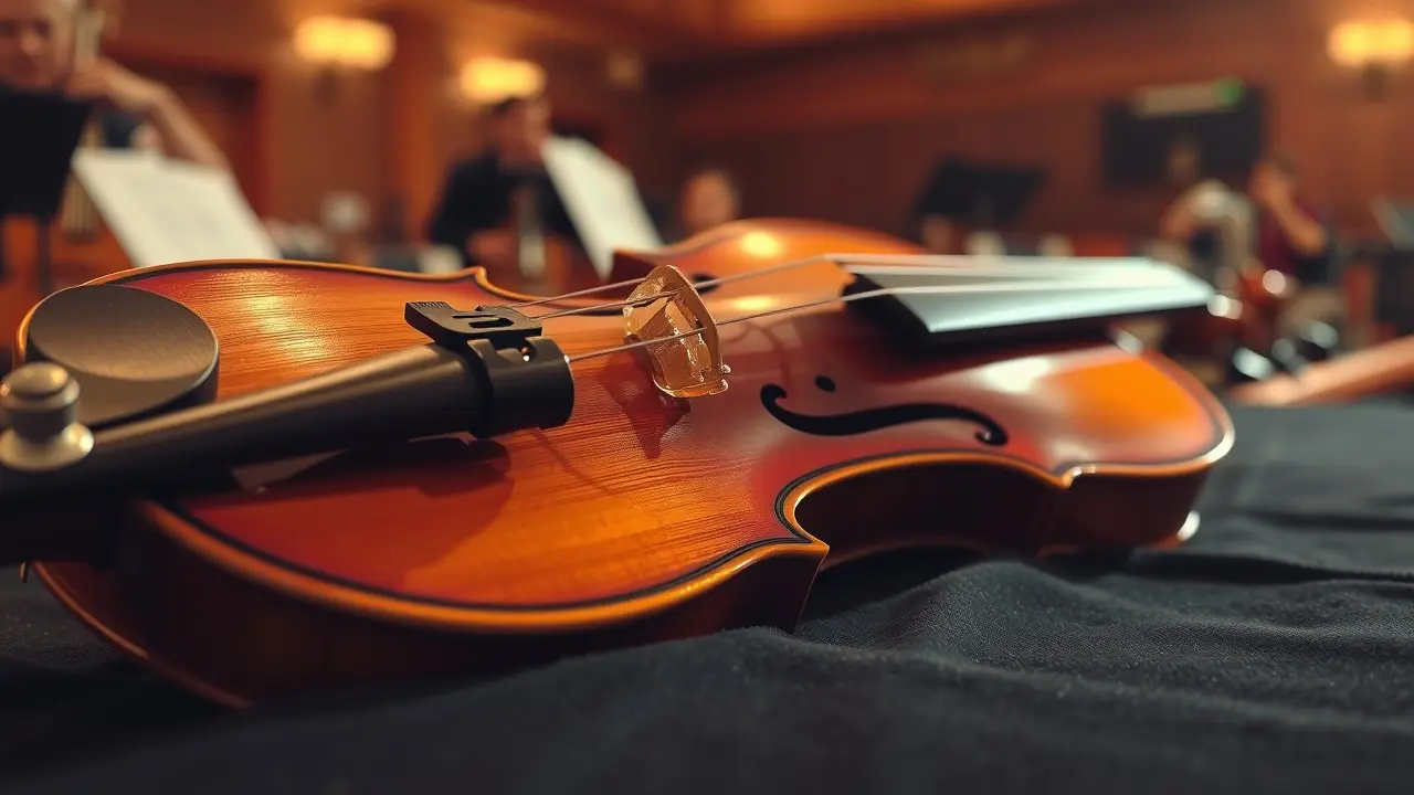 Violino de madeira em close-up