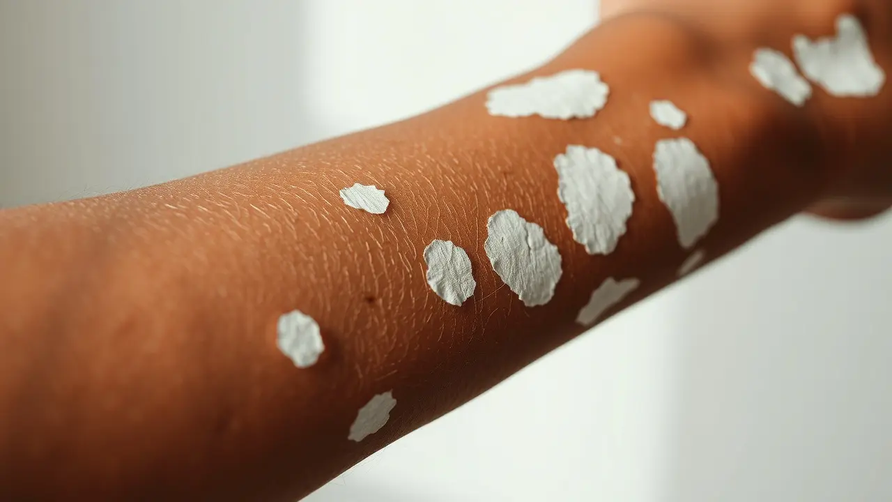 Sonhar com Vitiligo: Descubra os Significados Ocultos Braço com vitiligo mostrando contraste de cores na pele.