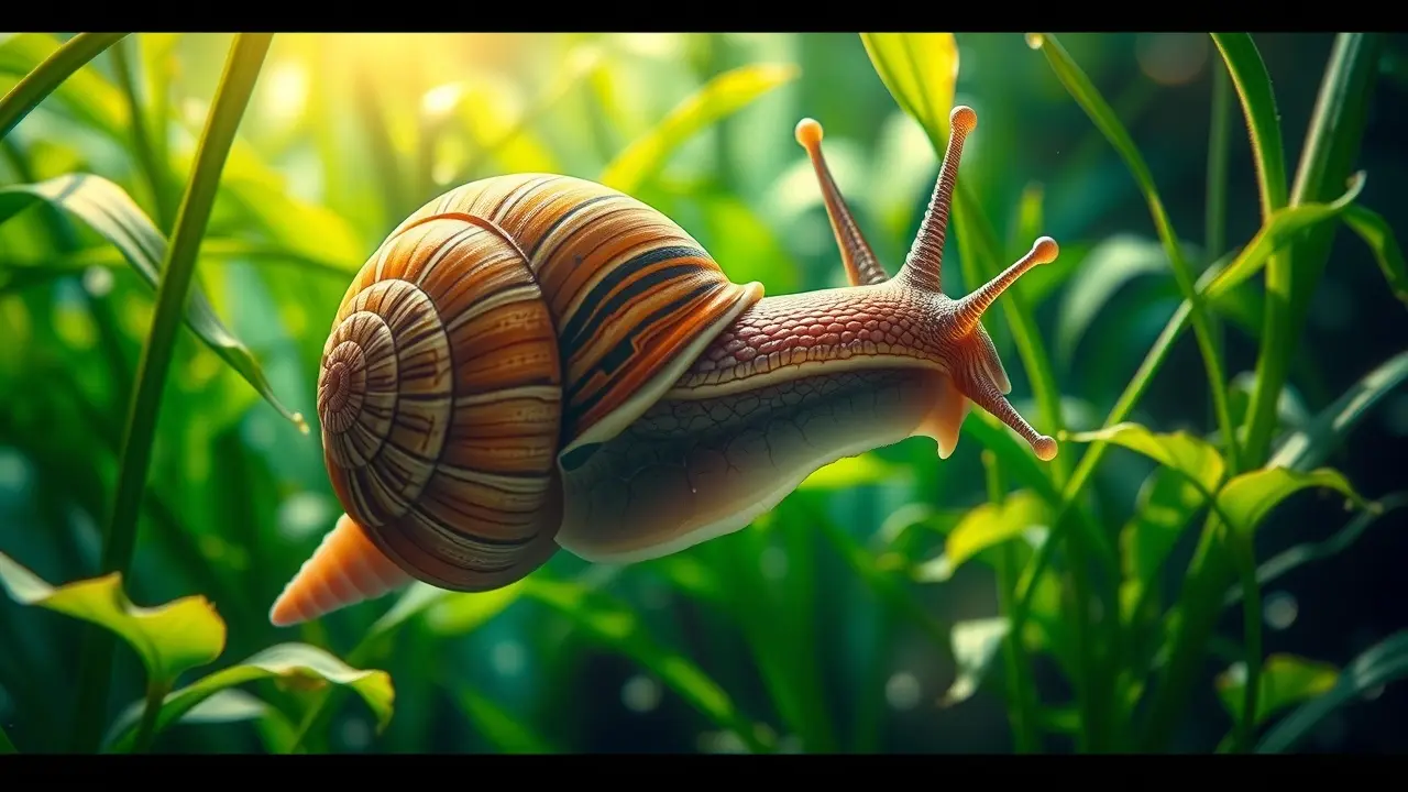 Um caracol Vivalvox subaquático em seu habitat natural.