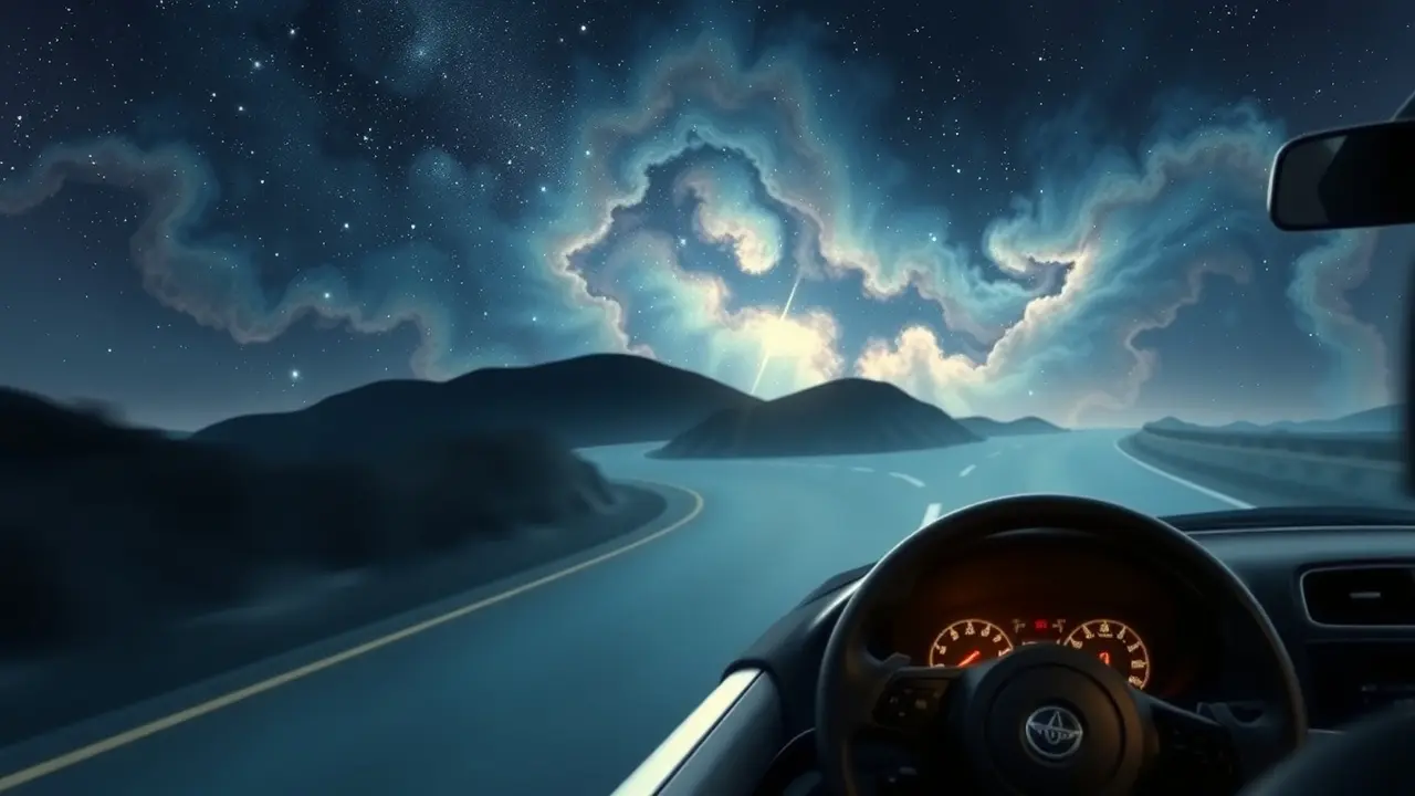 Sonho com volante e estrada iluminada