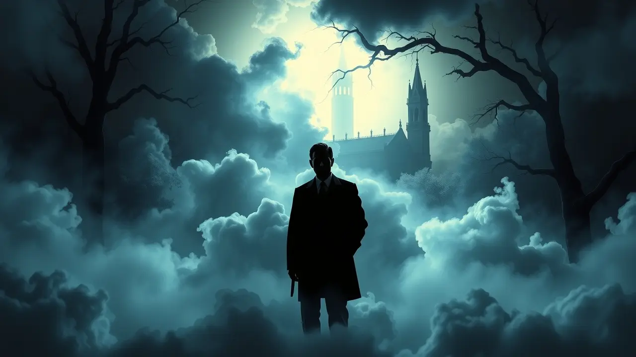 Sonhar com William Faulkner: Decifre os Mistérios do Subconsciente Silhueta de William Faulkner em paisagem onírica