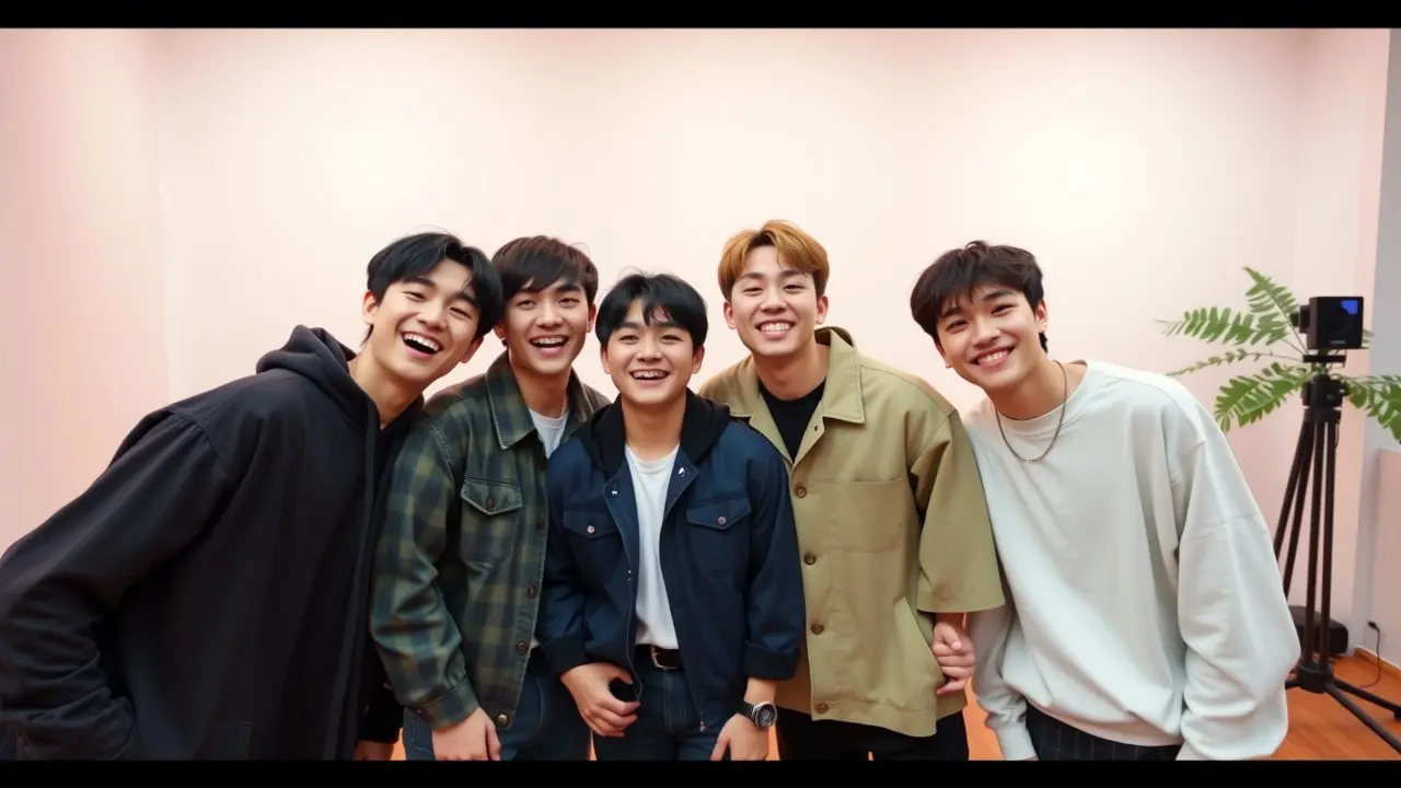 Grupo Wooga Squad sorrindo em estúdio