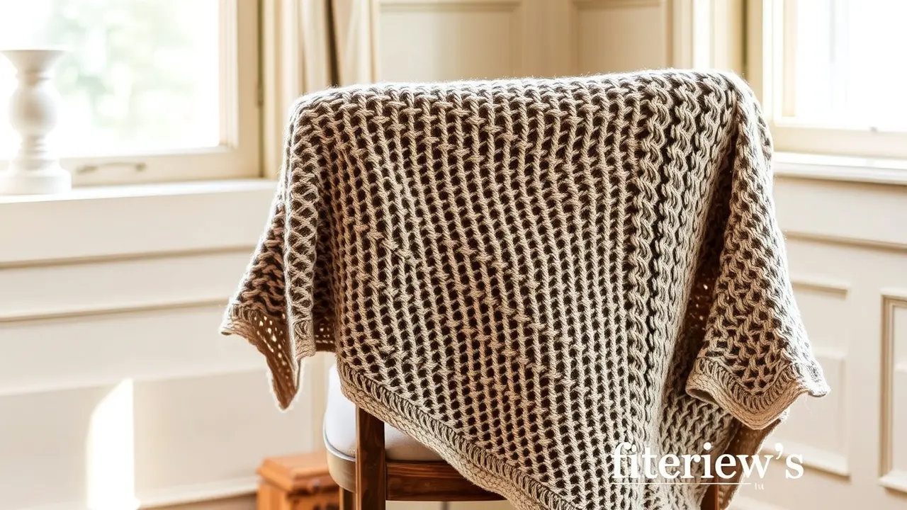 Xale tricotado em cadeira de madeira