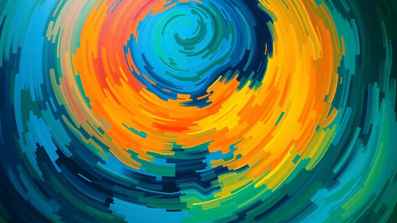 Sonhar com Xenofilia: Descubra o Significado Oculto! Pintura abstrata representando união cultural.