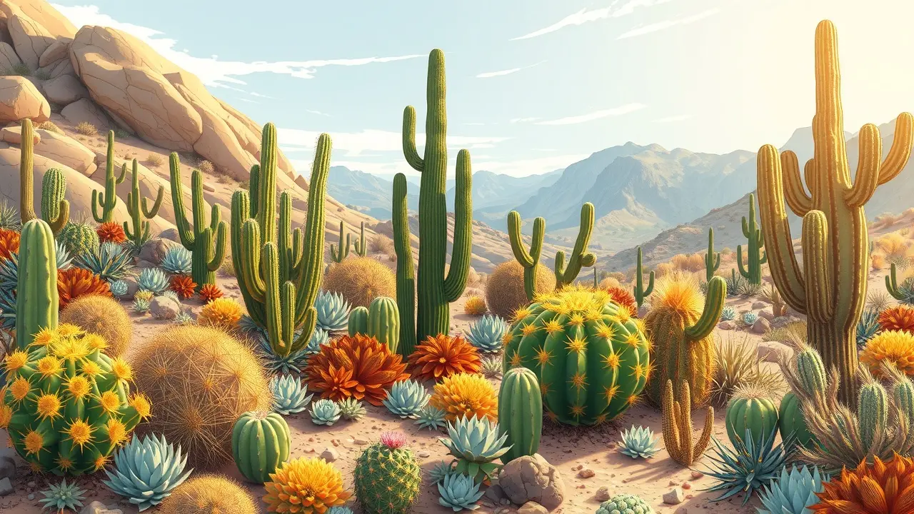 Xerófitas exuberantes no deserto