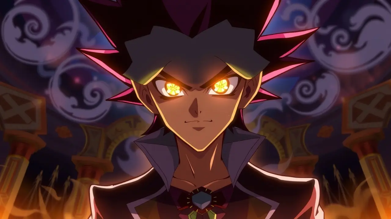 Sonhar com Yami Yugi: Desvende os Significados Ocultos Yami Yugi com olhos brilhantes e arena mística