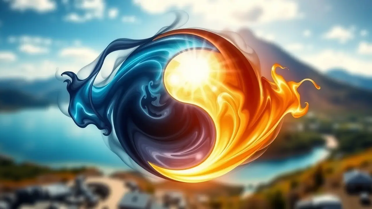 Símbolo Yin Yang brilhante representando o equilíbrio.