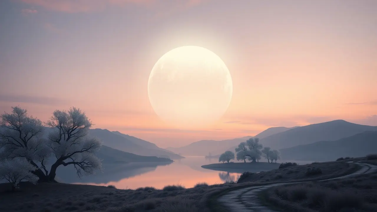 Sonho com Yesod: esfera luminosa sobre paisagem