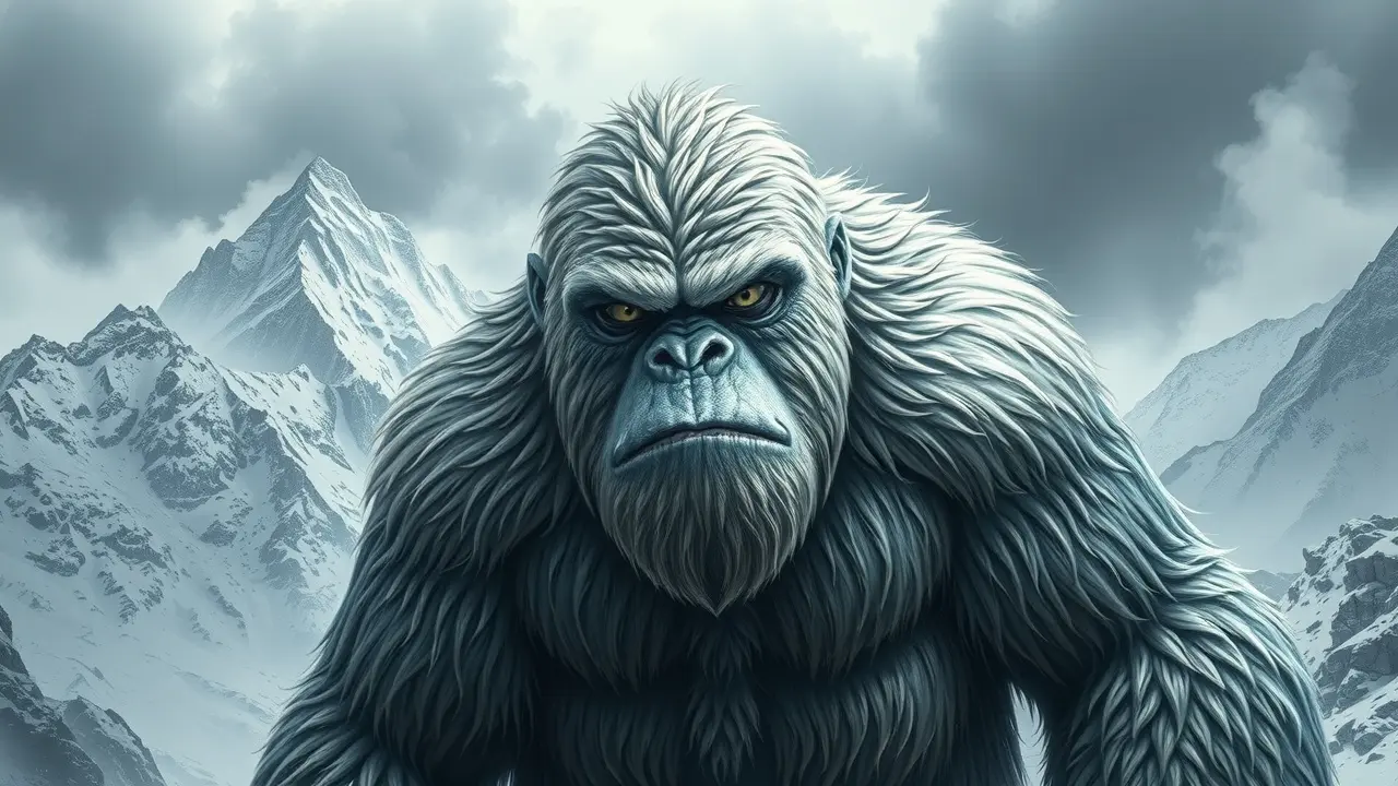 Yeti na neve, criatura lendária.