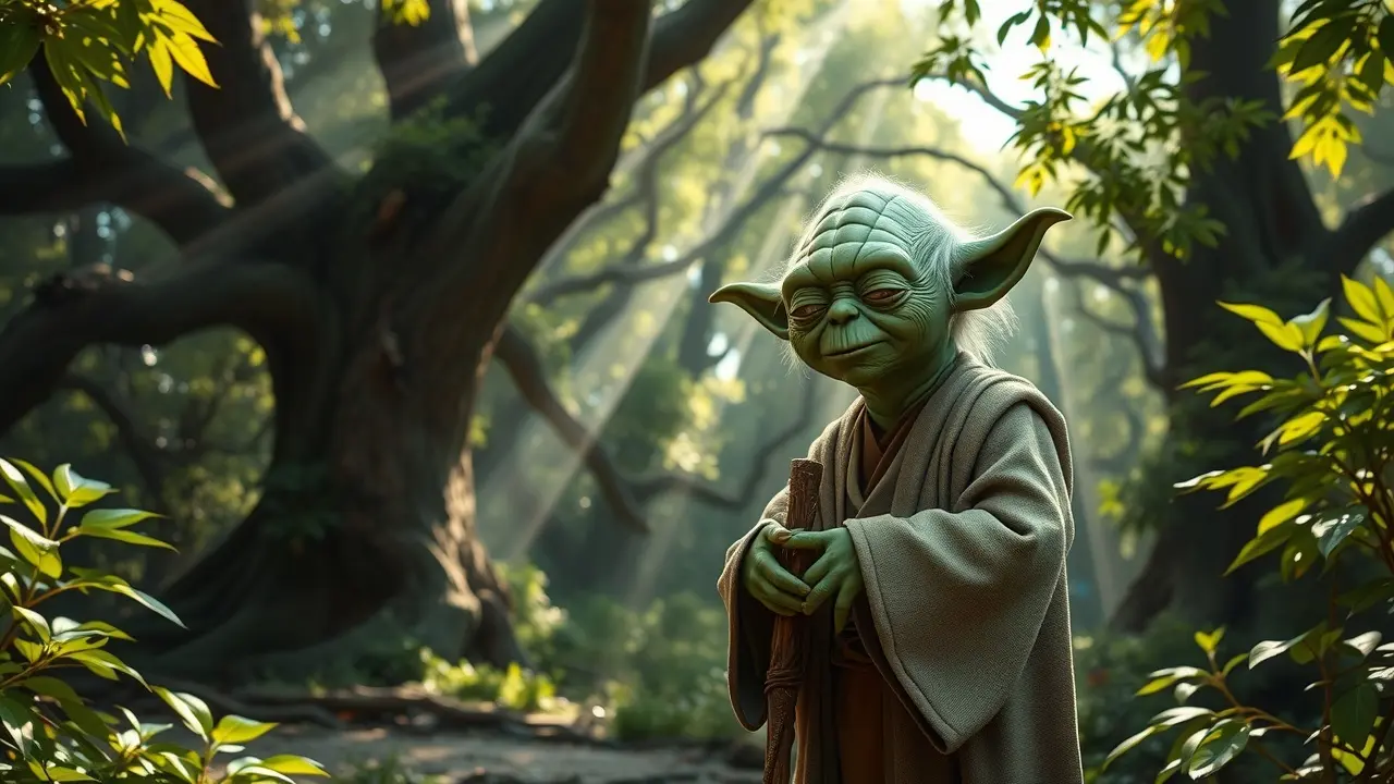 Sonhar com Yoda: Descubra o Significado Oculto! Mestre Yoda meditando em Dagobah