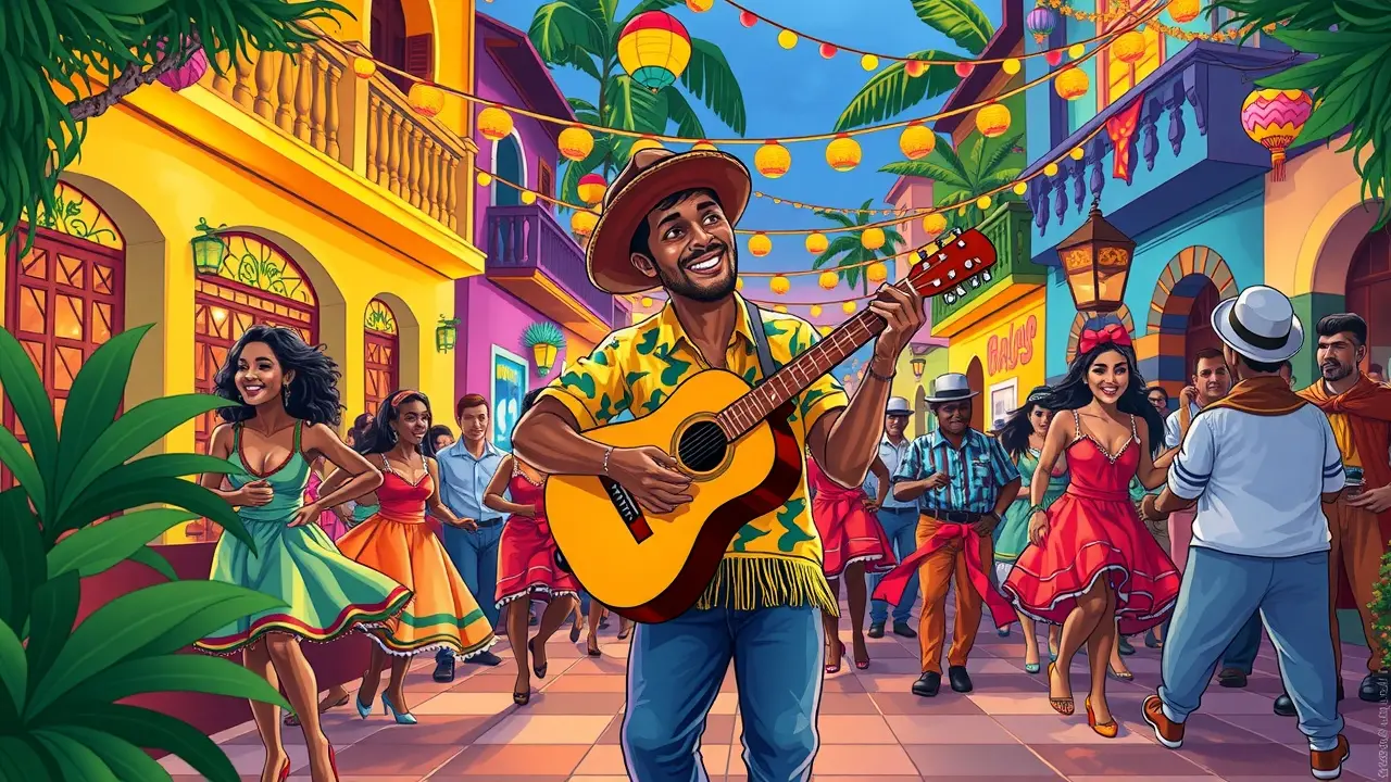 Homem tocando zabumba em festa brasileira.