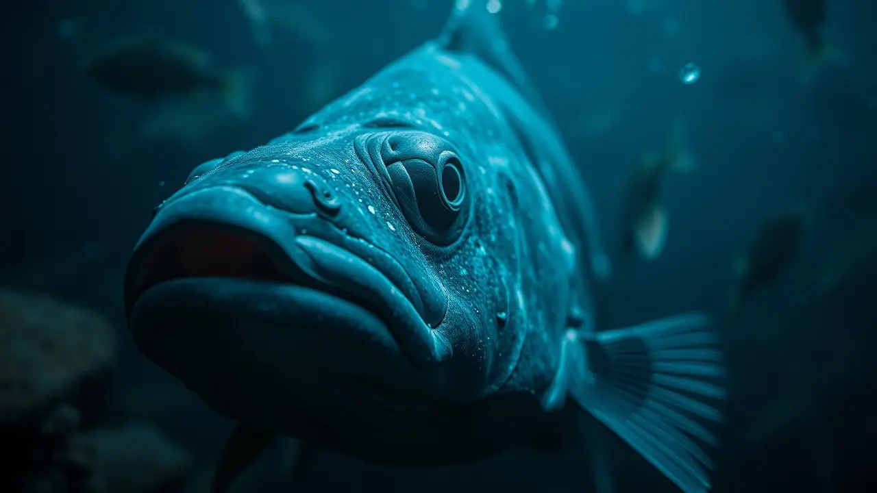 Zarbo nadando em águas escuras