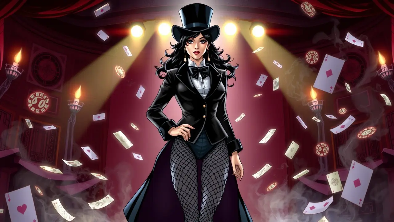 Significado de Sonhar com Zatanna: Magia, Ilusão e Poder Pessoal Zatanna em um palco de teatro mágico