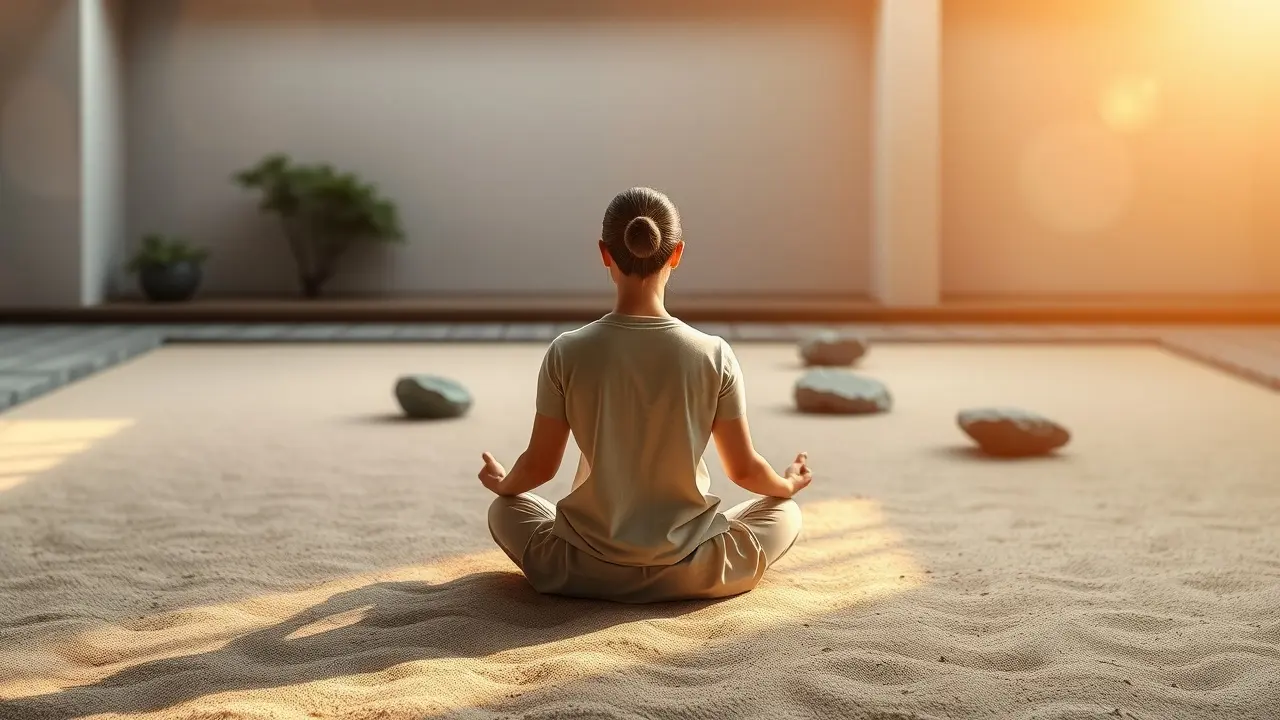 Pessoa meditando em zazen, buscando paz interior.