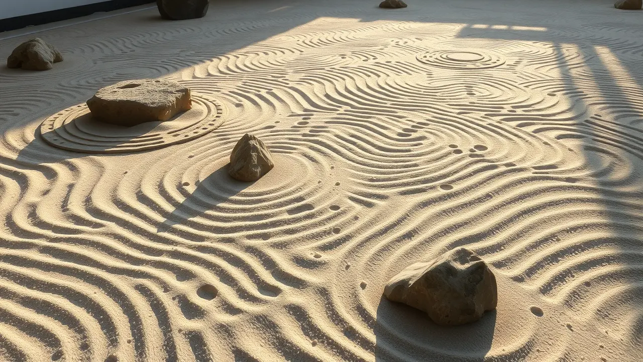 Sonhar com Zen: Desvende os Mistérios da Sua Mente Jardim zen calmo com areia rastreada e pedras