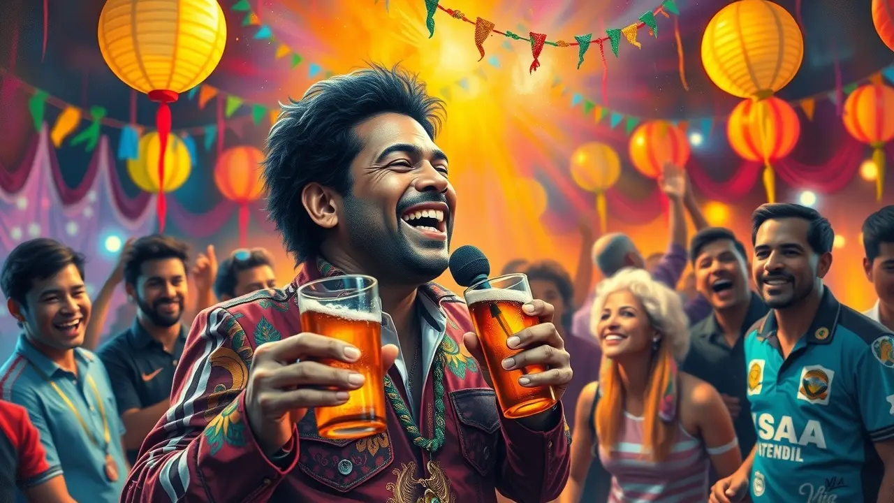 Zeca Pagodinho sorrindo em show de samba.