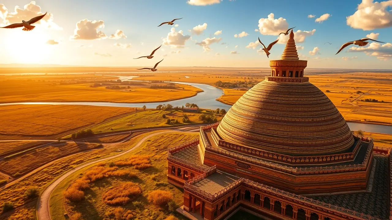 Zigurate imponente sob a luz do sol