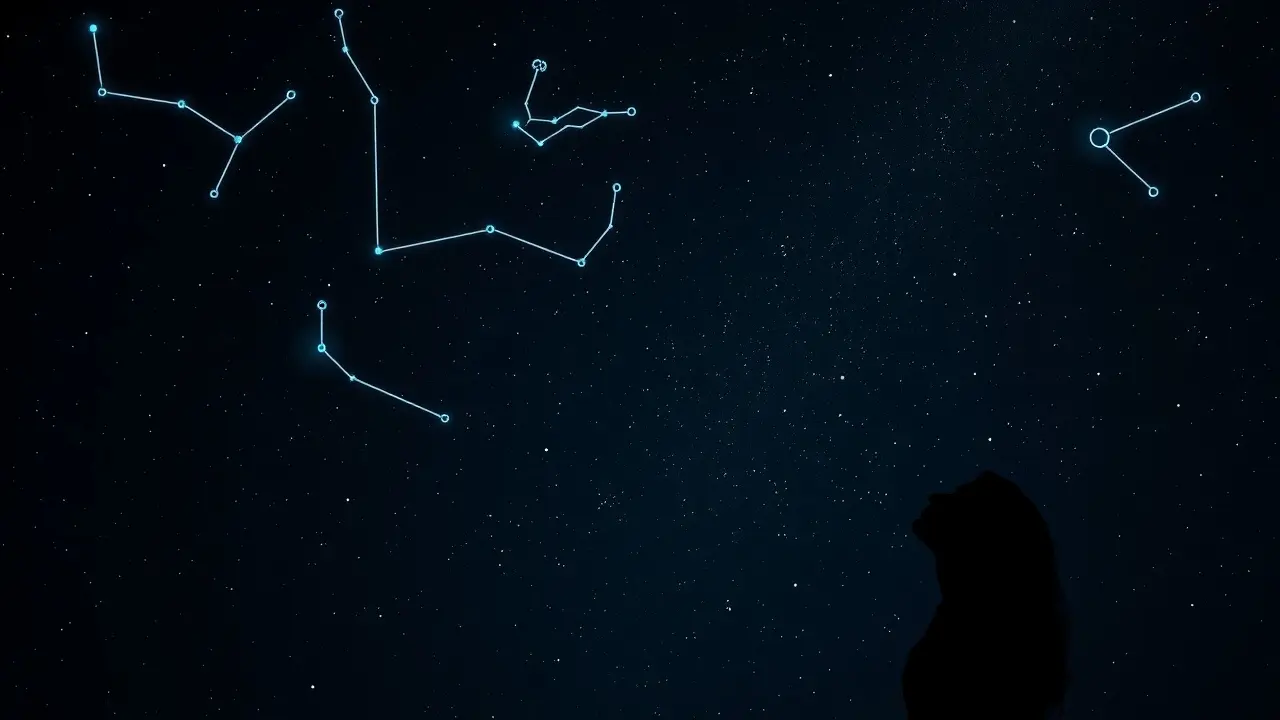 Ilustração onírica das constelações do zodíaco.