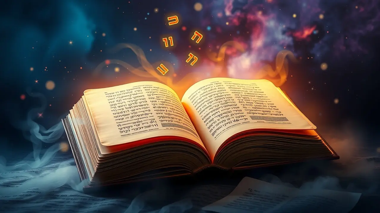 Sonhar com Zohar: Desvendando os Mistérios da Cabala em Seus Sonhos Livro brilhante com letras hebraicas flutuando - Sonhar com Zohar