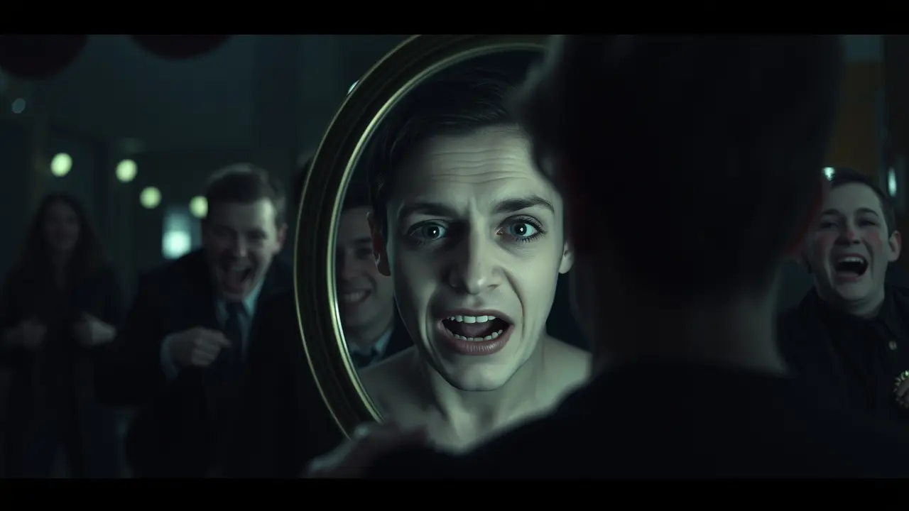 Sonhar com Zombaria: Descubra o Significado e as Lições Ocultas Reflexo distorcido em espelho de parque de diversões simbolizando zombaria